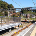 青梅駅の山側に出現した新ホーム（写真左）