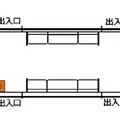 防犯カメラの設置場所。ドア上部に設けられる。