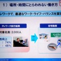 NECが行っている在宅勤務の概要。2,000人の社員が対象で、74％の社員が生産性が向上したとしている