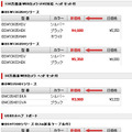 各製品の新価格（消費税含まず）