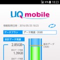 「UQ mobile」ポータルアプリ。高速データ通信のOn/Offがワンタッチで切り替えられる