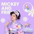 吉田あかりが着用するデイジーダックデザインの振袖（C）Disney