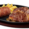 ブロンコおじさんのこだわり炭焼きがんこハンバーグ&炭焼き国産リブロースステーキ価格：300g　3,180円（税込3,498円）