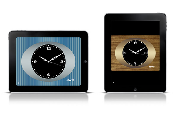 iPadに表示されたNHK時計