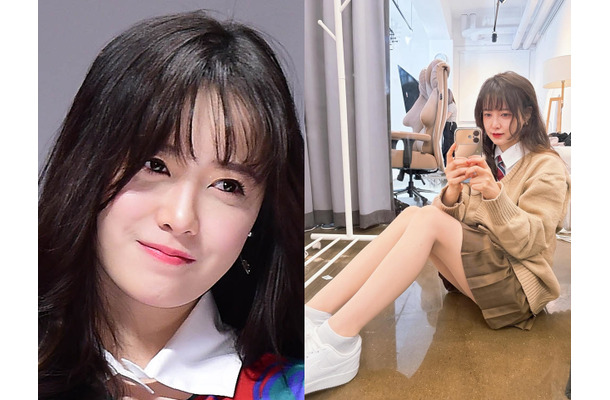 見えちゃいそうでハラハラ…韓国版『花男』女優、年齢不詳の制服姿を公開！美脚を堂々披露
