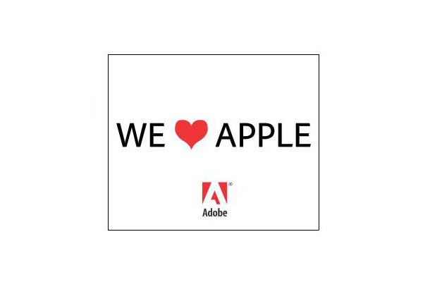 米アドビが各所に出した「WE LOVE APPLE」の広告。その真意は？
