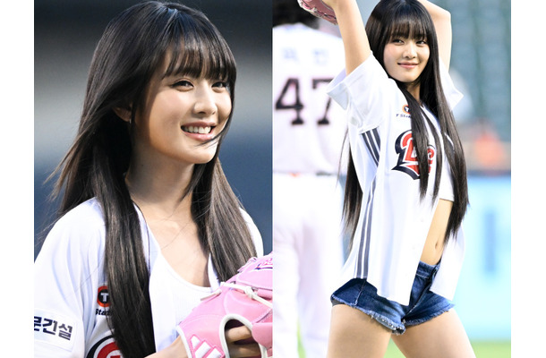 “ヘソ出し”投球で視線独占！i-dle・ミンニ、上下ミニ丈のスポーティールックで始球式に登場