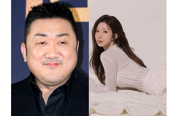 俳優マ・ドンソクの“年下妻”、ミニスカ履いて寝そべりポーズ…ギリギリ丈で美脚強調「キャー」「失神する」