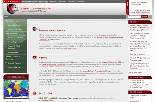 「Virtual Computing Lab」サイト（画像）