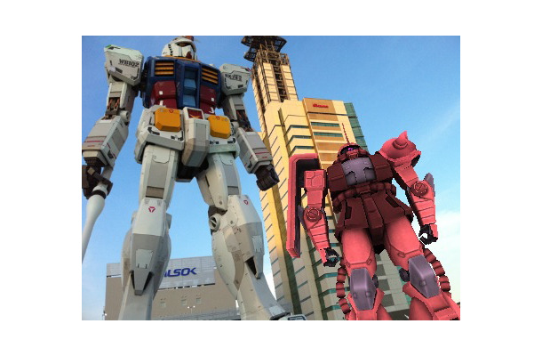 静岡実物大ガンダムとARのシャア専用ザク 