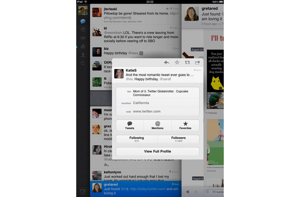 「Twitter for iPad」投稿者の詳細ページ