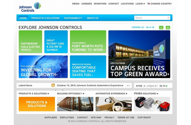 Johnson Controls Inc.サイト（画像）