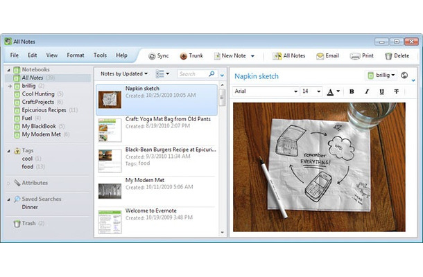 「Evernote 4 for Windows」新画面