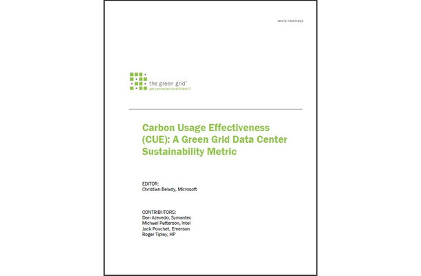 「Carbon Usage Effectiveness (CUE): A Green Grid Data Center Sustainability Metric」表紙