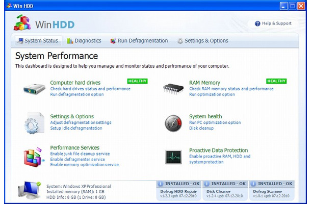 偽装HDD診断ツール「Win HDD」の画面