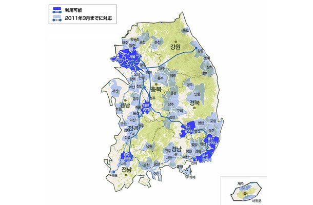 韓国でのWiMAX提供エリア