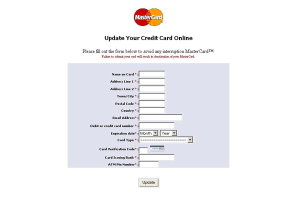 MasterCardを騙るフィッシングサイト（画像）