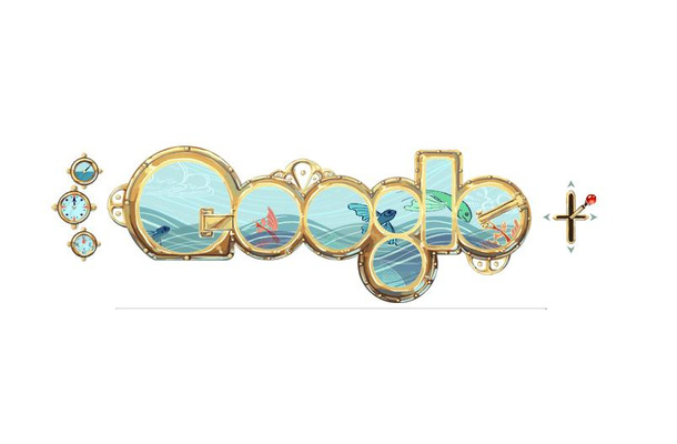 潜水艦から覗いている風景になったGoogleロゴ