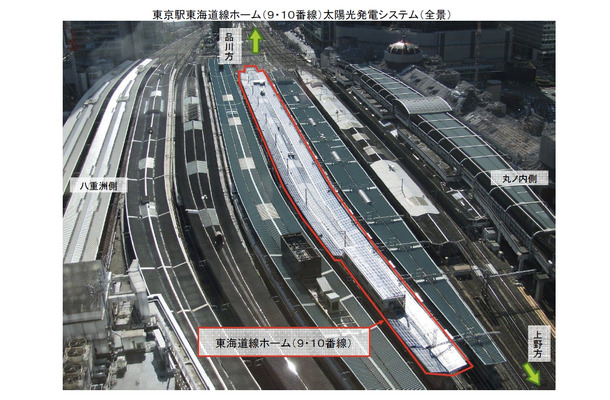 東京駅東海道線ホーム（9・10番線）太陽光発電システム（全景）