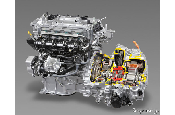 トヨタ 写真はエンジンとモーターを組み合わせたプリウスのハイブリッドシステム