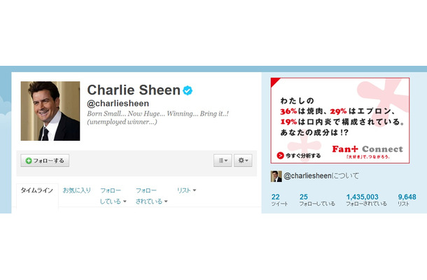 チャーリー・シーンのTwitterアカウント