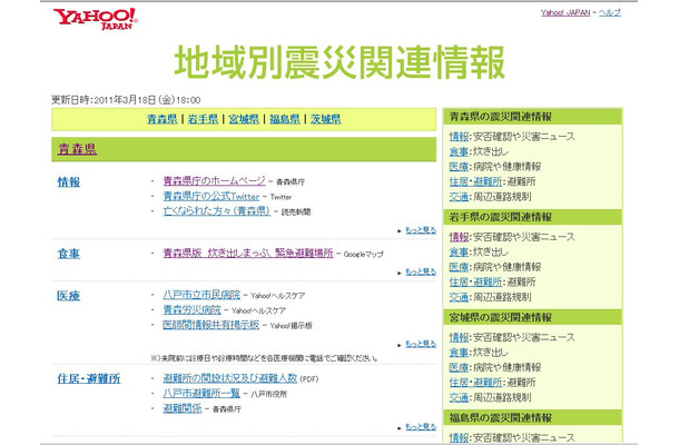 地域別震災関連情報