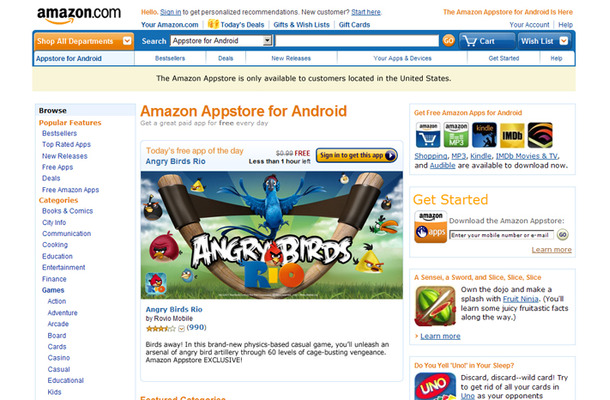 米アマゾンのAndroidアプリストア「Amazon Appstore for Android」