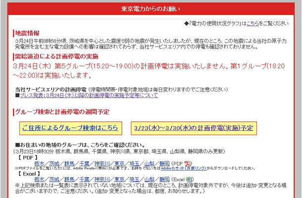 東京電力による発表