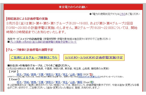 東京電力による発表