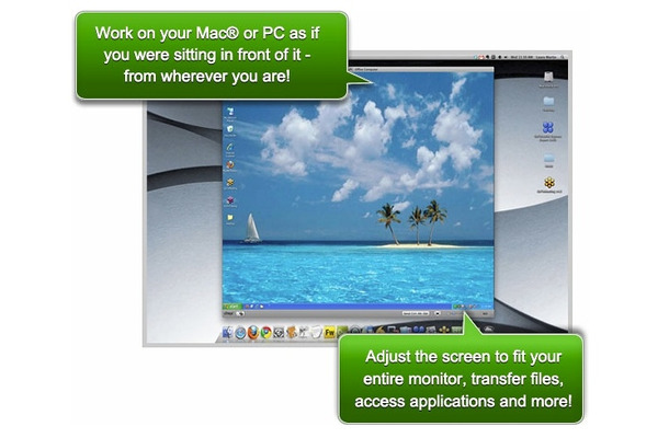 「GoToMyPC」画面（MacでWindowsマシンに遠隔アクセスした状態）