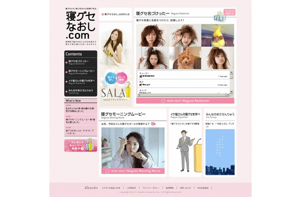 「SALA 寝グセなおし.com」サイト（画像）