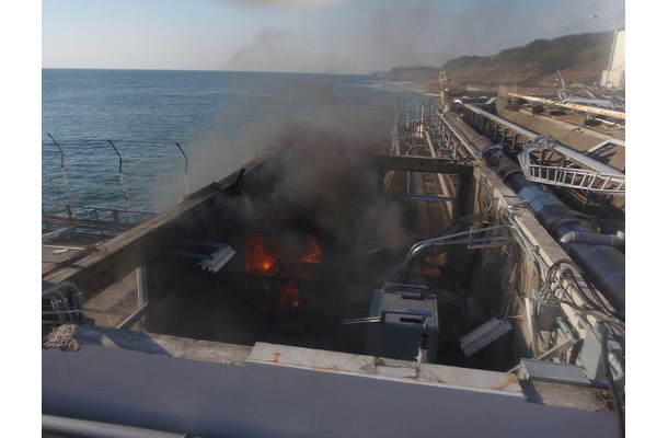 福島第一原発、流出路の火災