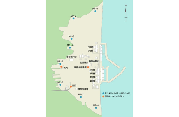 福島第一原子力発電所構内での計測地点