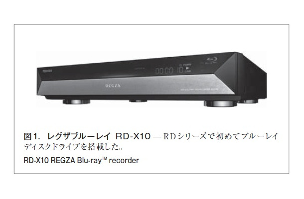 図1．レグザブルーレイ RD-X10 ̶ RDシリーズで初めてブルーレイディスクドライブを搭載した。