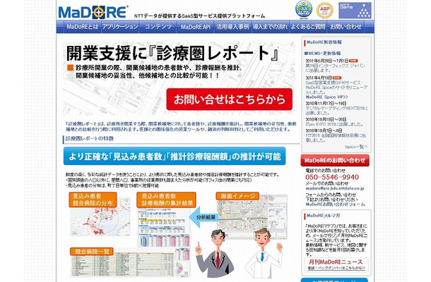 「MaDoRE 診療圏レポート」紹介サイト（画像）