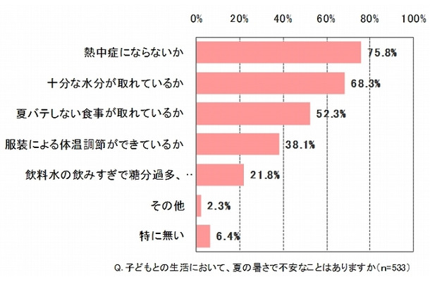 子どもとの生活において、夏の暑さで不安なことはありますか？