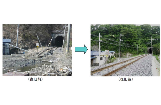 無線通信用ケーブル支持柱の復旧の模様