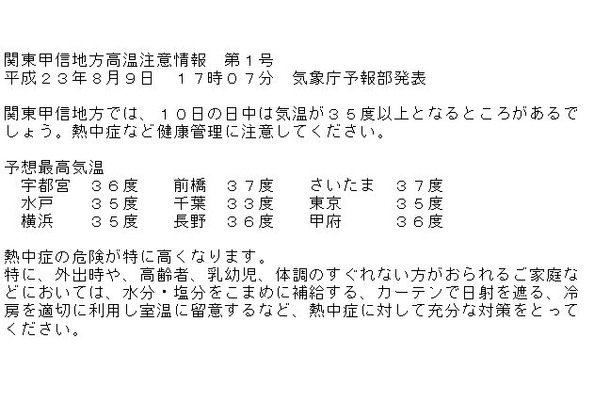 関東甲信越の最高気温予測