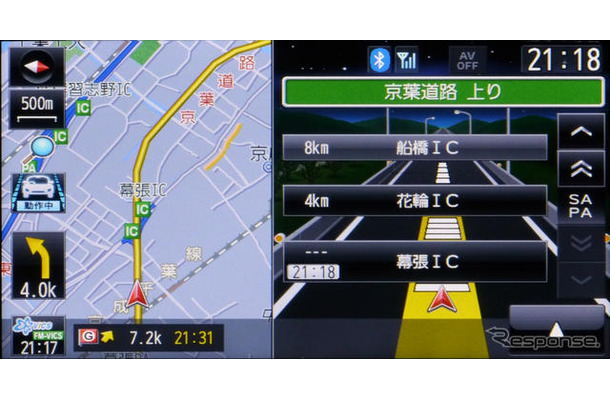 高速道路に入ると、画面左端には「レーンアシスト」機能が動作していることを示すアイコンが表示される