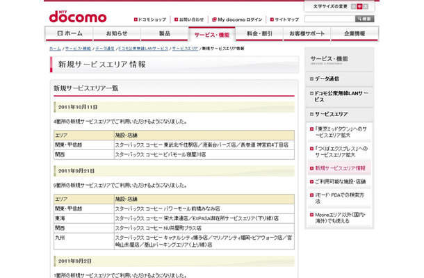 Mzone 新規サービスエリア情報