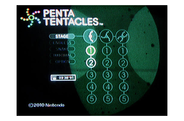 【女子もゲーム三昧】第9回 Wiiウェア『Art Style:PENTA TENTACLES』でアートな触手プレイ！？ ゲーム開始時は「STAGE」のみ解放。ステージを進めると残り2つのモードでも楽しめるようになります