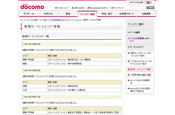 Mzone 新規サービスエリア情報