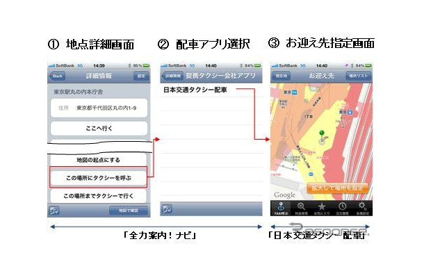 全力案内！ナビ、タクシー呼び出しサービス開始