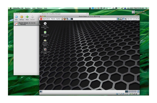 Oracle Solarisの動作画面（Apple OS X上）
