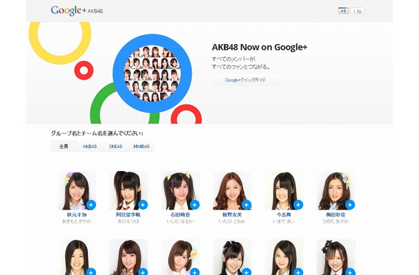 「AKB48 Now on Google＋」ページ