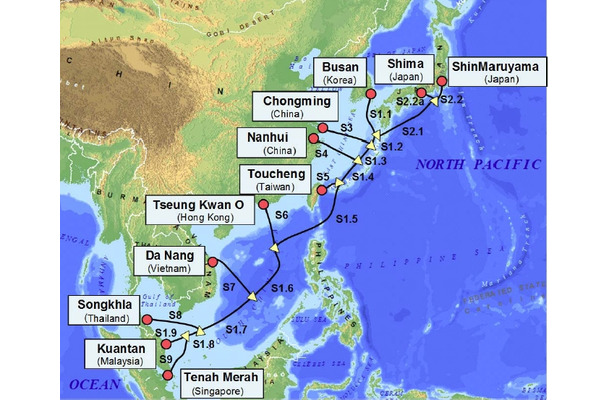 「APG」海底ケーブルプロジェクト敷設ルート