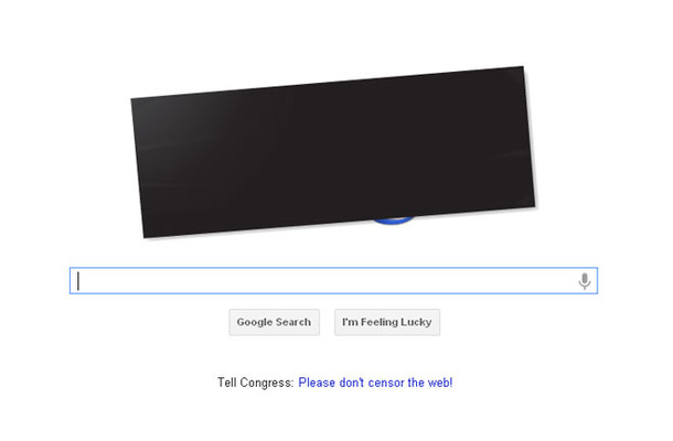 抗議活動中のGoogleのウェブサイト