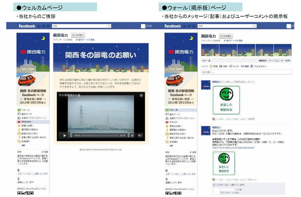 関西電力、Facebookページのイメージ