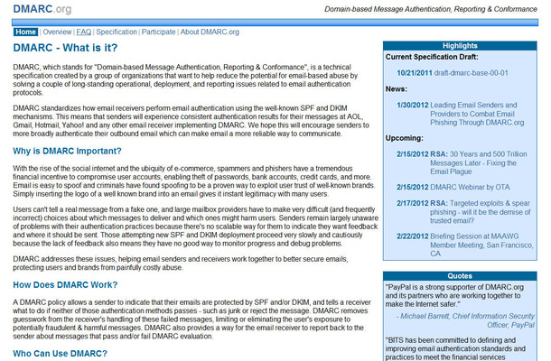 DMARC.orgのウェブサイト。