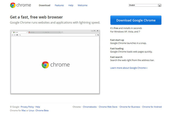 Google Chrome17のダウンロードサイト